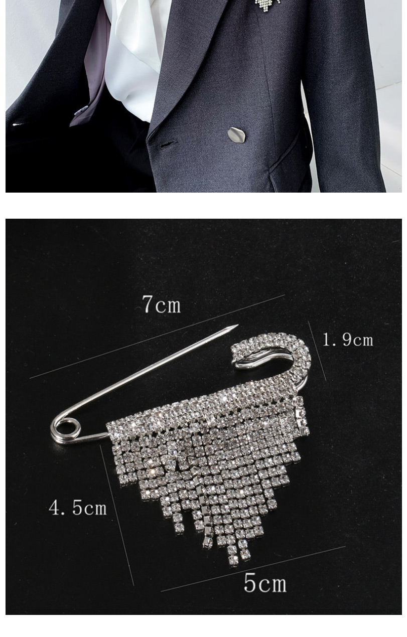 Fashion Triangle Rhinestone Tassel Cardigan Sweater Big Pin,Korean Brooches