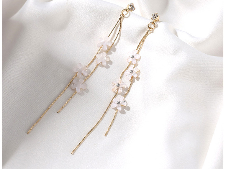 Fashion Little Flowers Small Daisy And Diamond Flower Tassel Earrings,Drop Earrings