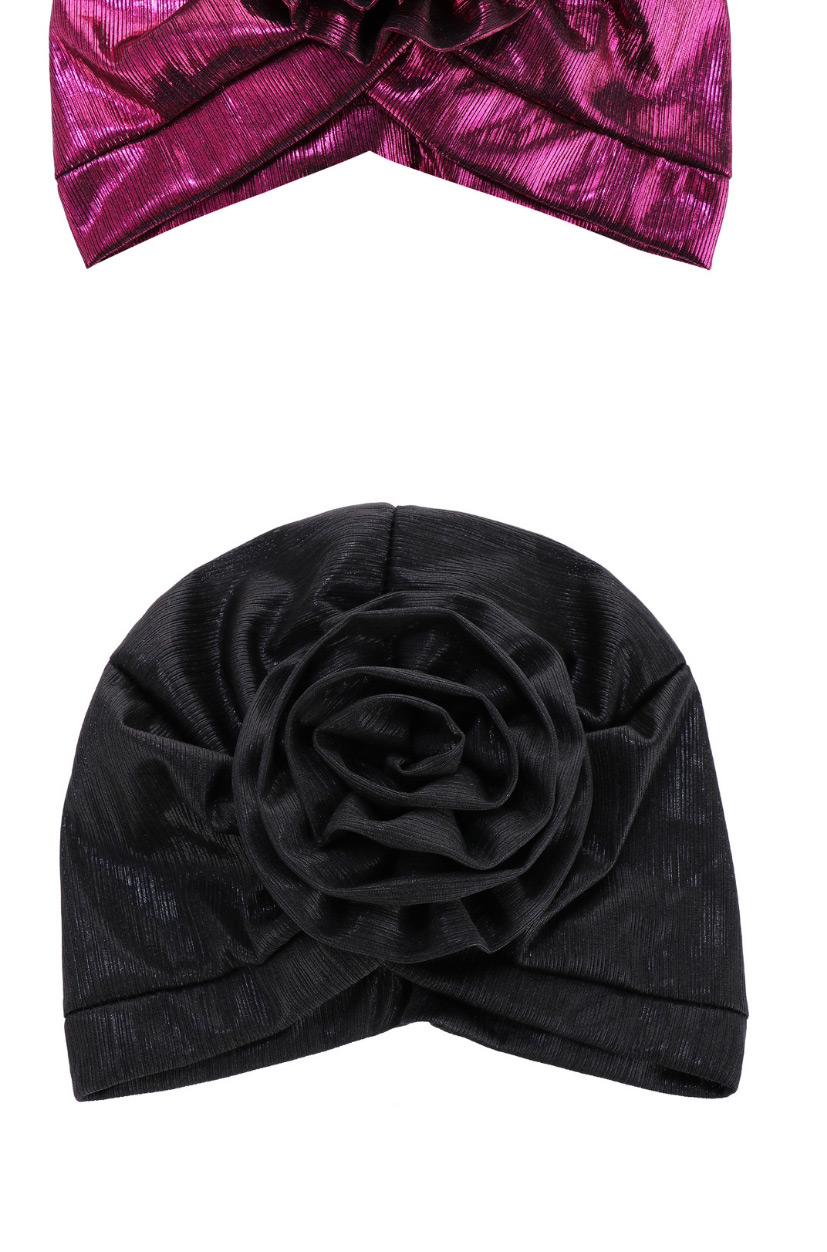 Fashion Sapphire Shiny Silk Wrinkled Forehead With A Flower Forehead Crossover Cap,Beanies&Others