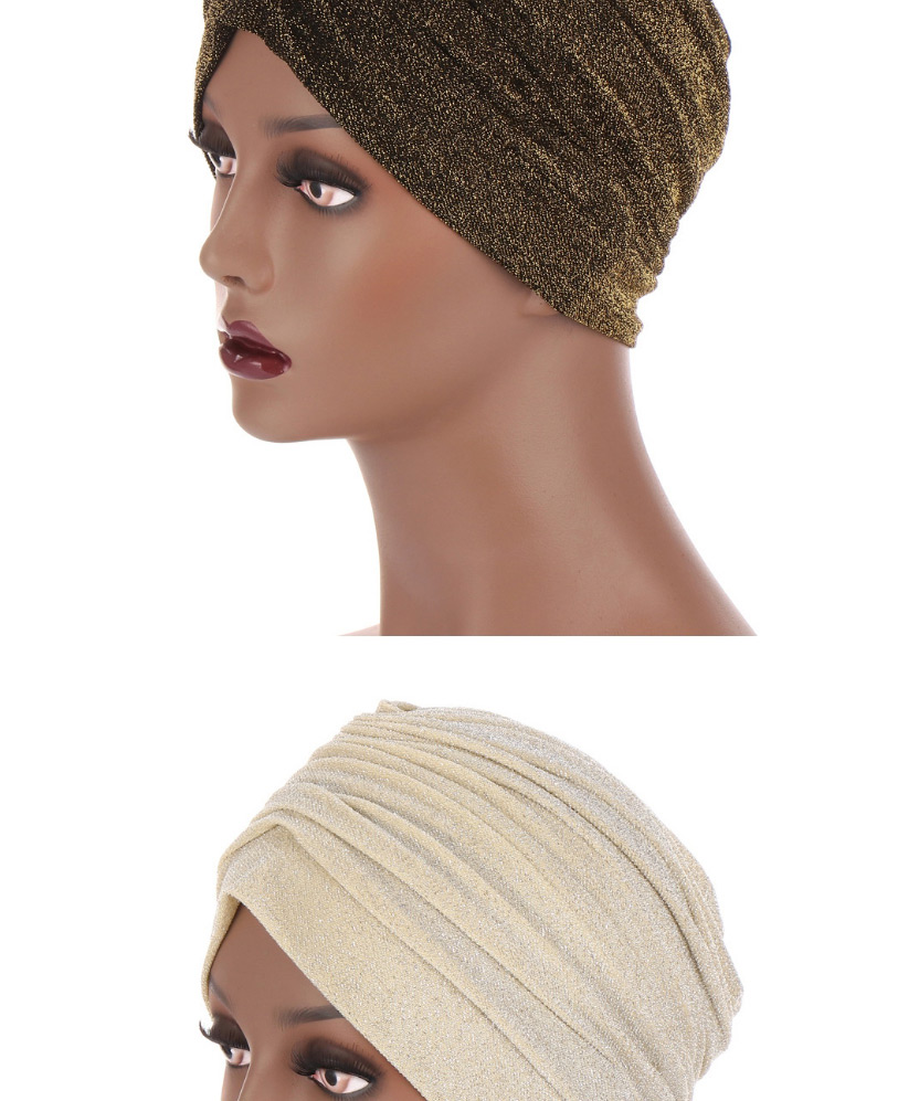 Fashion Coffee Hand-stitched Bright Silk Pleated Indian Hat,Beanies&Others