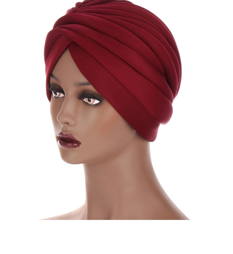 Fashion Sapphire Solid Color Pleated Forehead Cross Cap,Beanies&Others