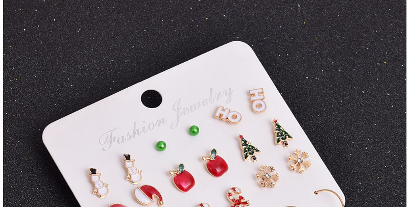 Fashion Color Mixing Christmas Santa Claus Dripping Hat And Christmas Tree Earrings Set,Earrings set