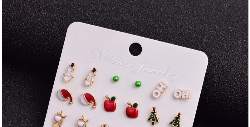 Fashion Color Mixing Christmas Santa Claus Dripping Hat And Christmas Tree Earrings Set,Earrings set