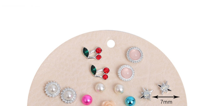 Fashion Color Mixing Diamond Heart-shaped Pearl Flower Geometric Earring Set,Korean Brooches