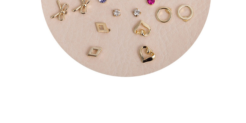Fashion Golden Geometric Polygon Alloy Diamond Earring Set,Rings Set