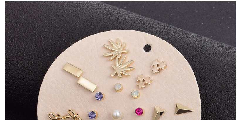 Fashion Golden Geometric Polygon Alloy Diamond Earring Set,Rings Set