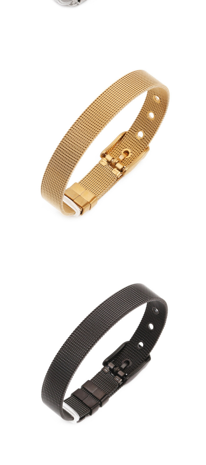 Fashion Golden 10mm Titanium Steel Eye Belt Buckle Palm Adjustable Strap Bracelet,Bracelets