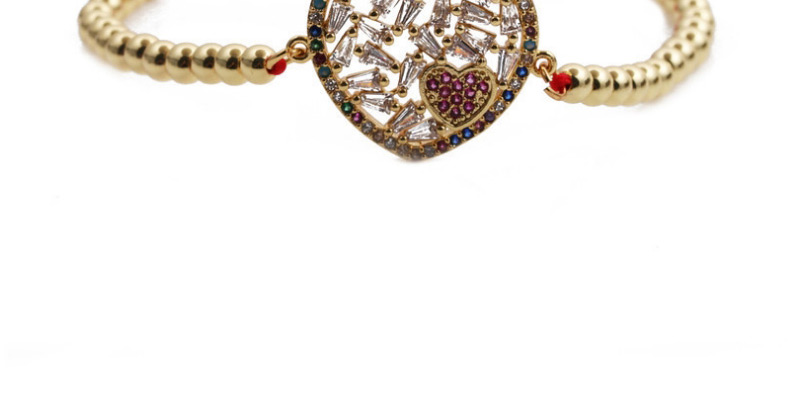 Fashion Copper Bead Color Rope Micro-inlaid Zircon Love Woven Adjustable Bracelet,Fashion Bracelets