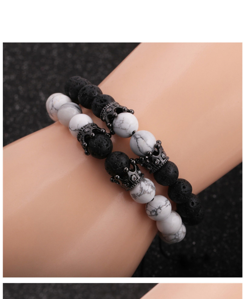 Fashion Baisong Volcano Grabs The Black Crown White Pine Volcanic Stone Crown Men S Bracelet,Fashion Bracelets