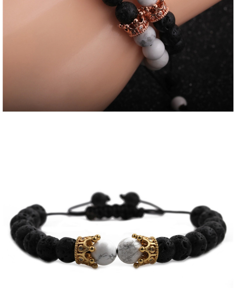 Fashion Baisong Volcano Grabs The Black Crown White Pine Volcanic Stone Crown Men S Bracelet,Fashion Bracelets