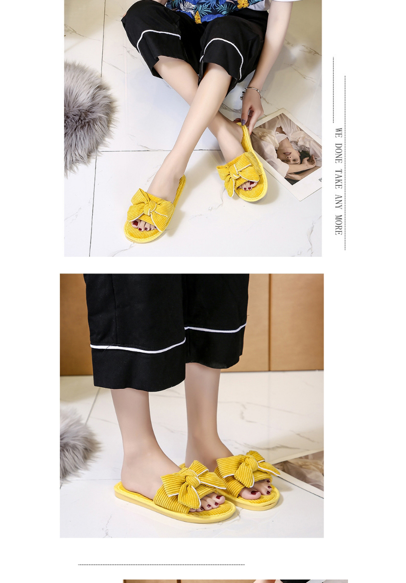 Fashion Black Bowknot Flat-heel Soft-soled Non-slip Fabric Slippers,Slippers
