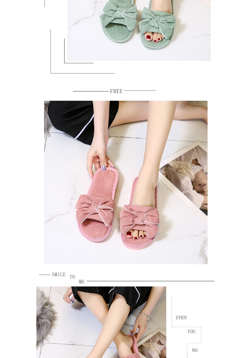 Fashion Pink Bowknot Flat-heel Soft-soled Non-slip Fabric Slippers,Slippers