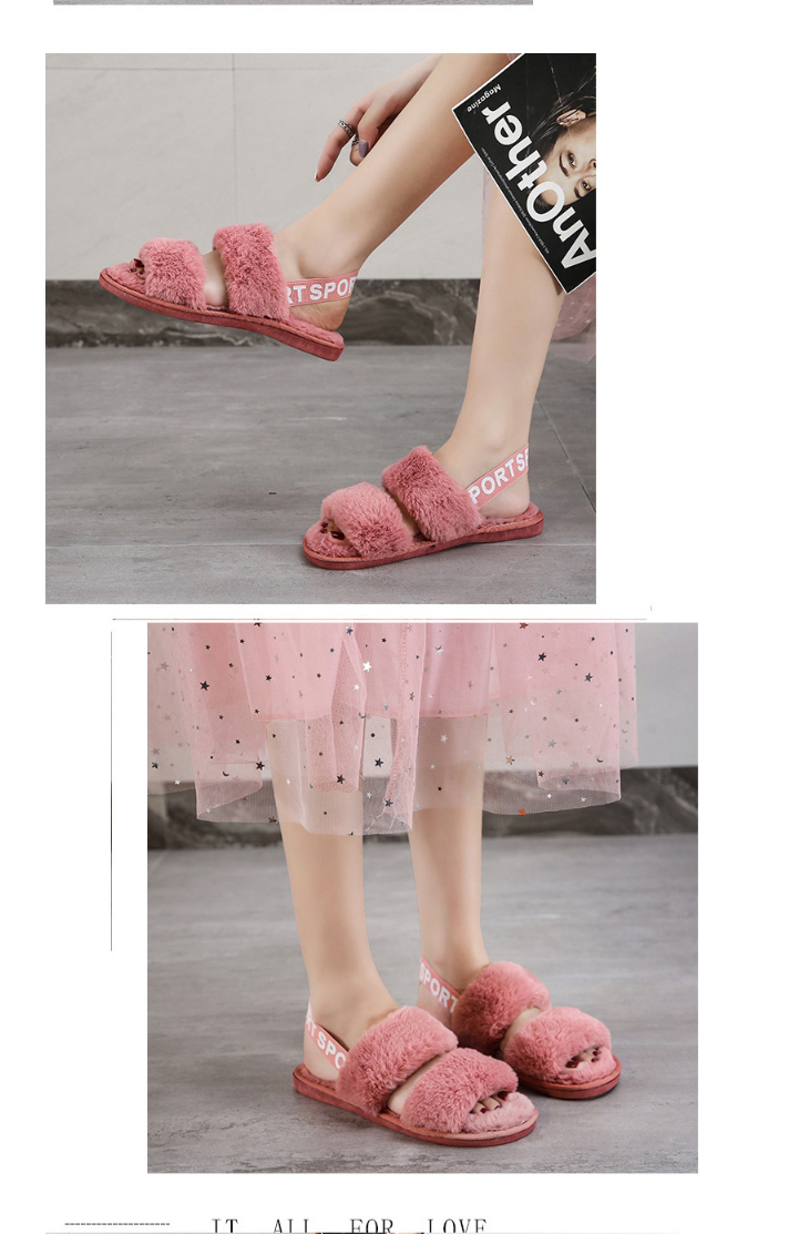 Fashion Yellow Plush Slippers With Letter Print On Heel,Slippers
