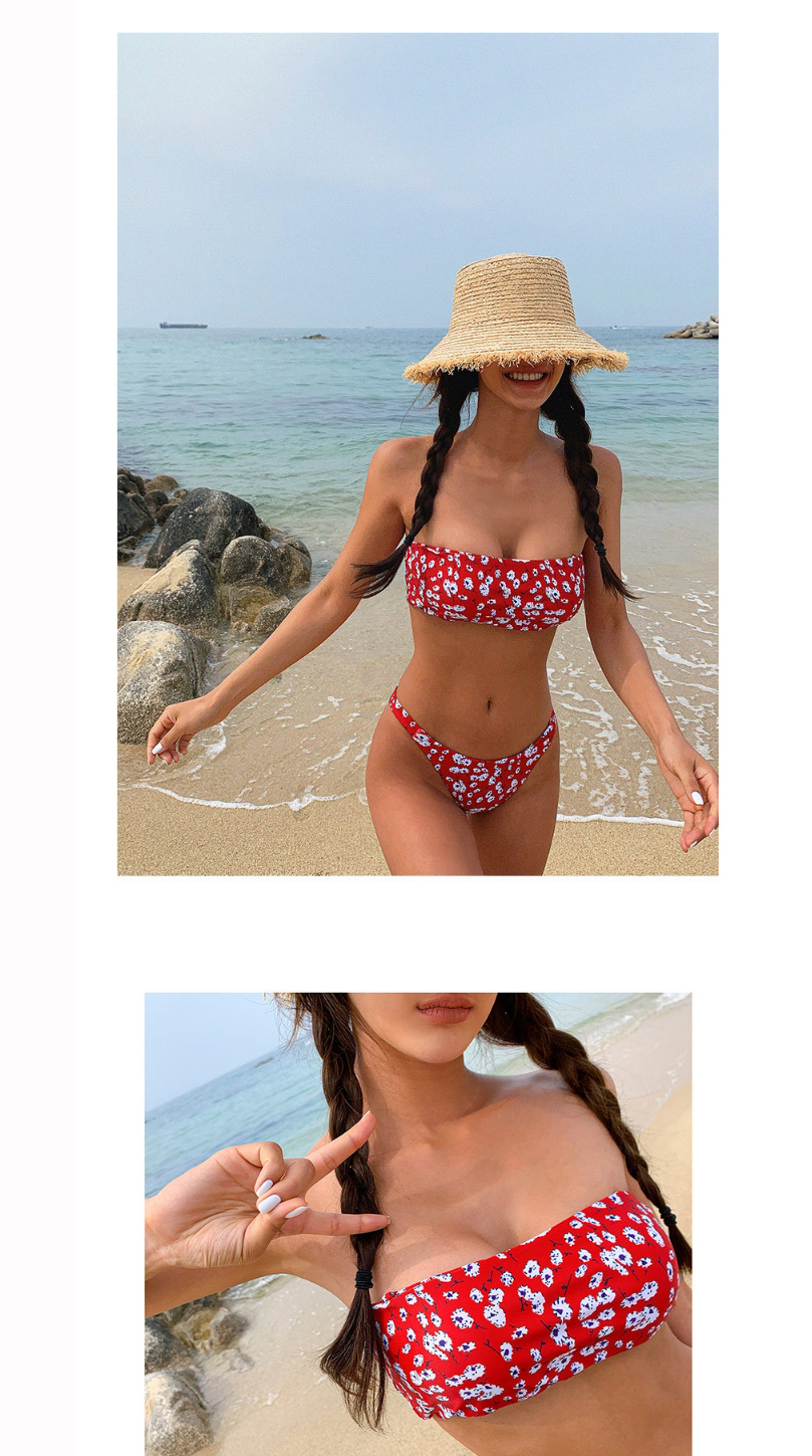Fashion Red Printed Sling Split Swimsuit,Bikini Sets