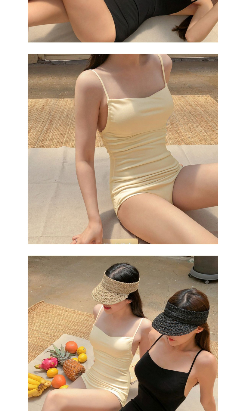 Fashion Beige Steel Top Boxer Square Neck Solid Color One-piece Swimsuit,One Pieces