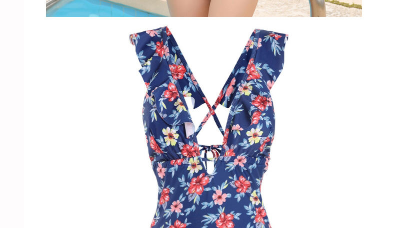 Fashion Floral Floral Open Back Ruffled One-piece Swimsuit,One Pieces