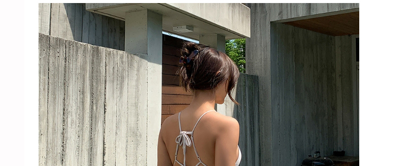 Fashion White High Waist Solid Color Split Swimsuit,Bikini Sets