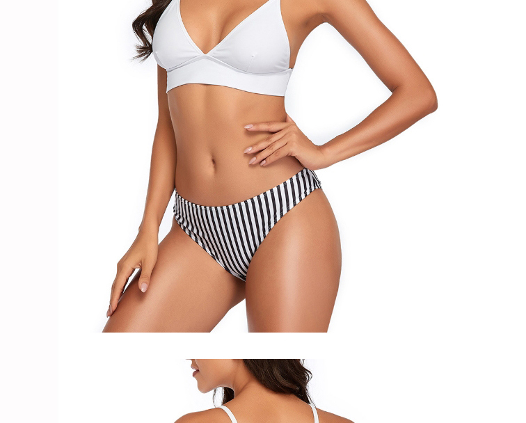 Fashion Split White Stripes Halter Stripe Print Split Swimsuit,Bikini Sets