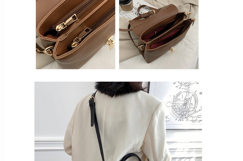 Fashion Brown Large Capacity Single Shoulder Messenger Bag With Lock Flap,Shoulder bags