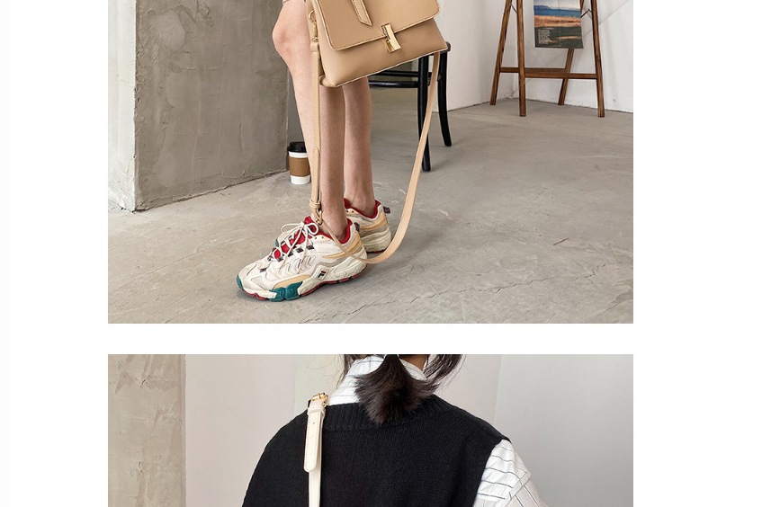 Fashion Creamy-white Large Capacity Single Shoulder Messenger Bag With Lock Flap,Shoulder bags