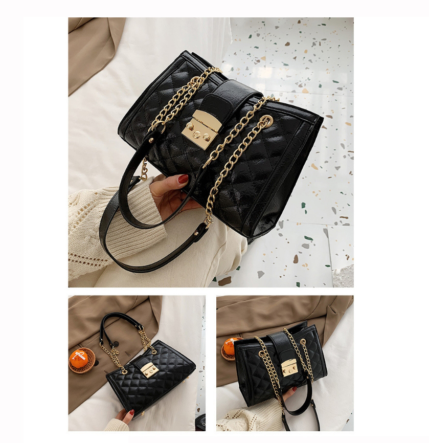 Fashion Black Large-capacity Chain Lock One-shoulder Messenger Bag,Handbags