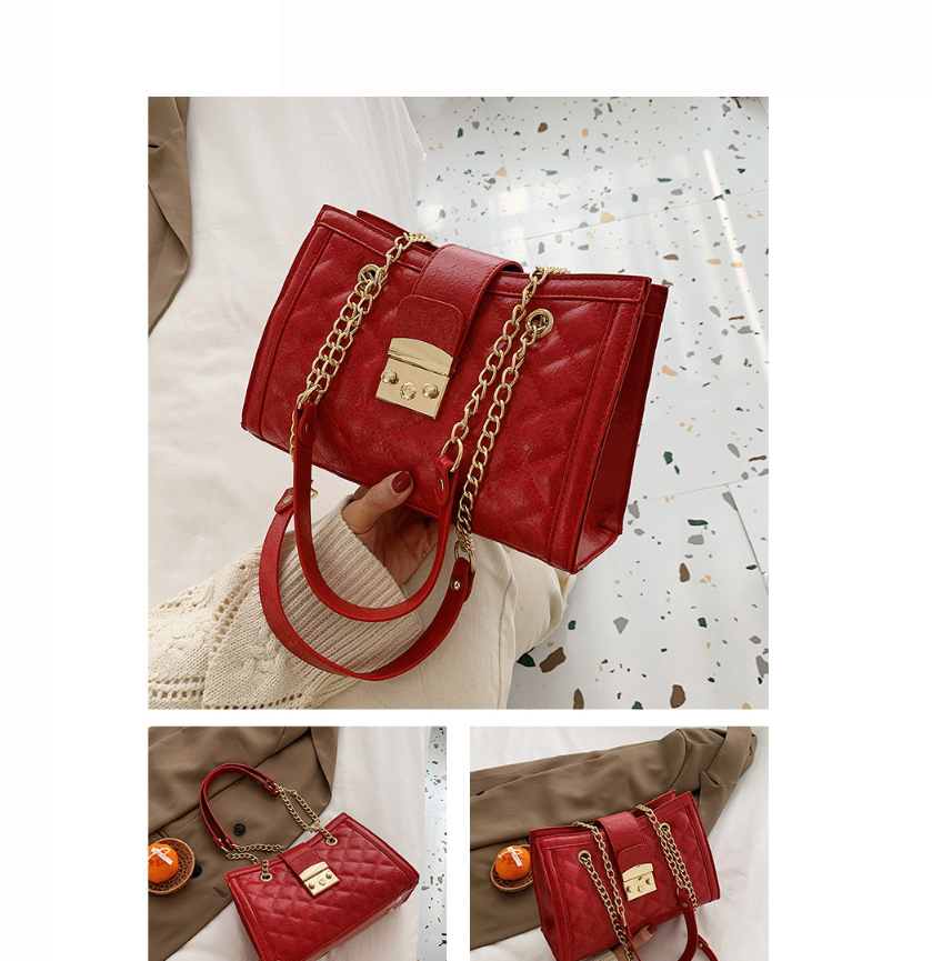 Fashion Brown Large-capacity Chain Lock One-shoulder Messenger Bag,Handbags