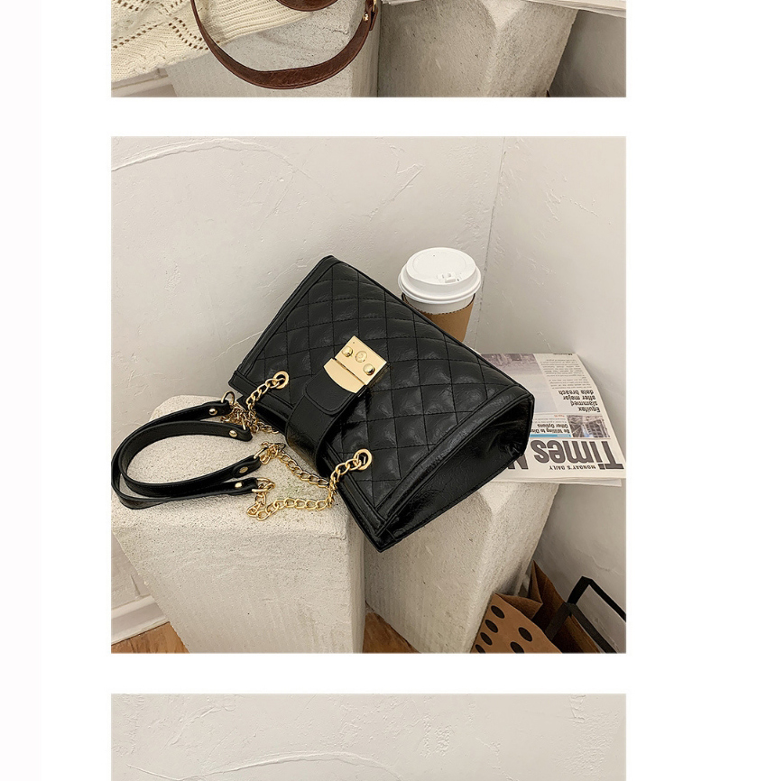 Fashion Brown Large-capacity Chain Lock One-shoulder Messenger Bag,Handbags