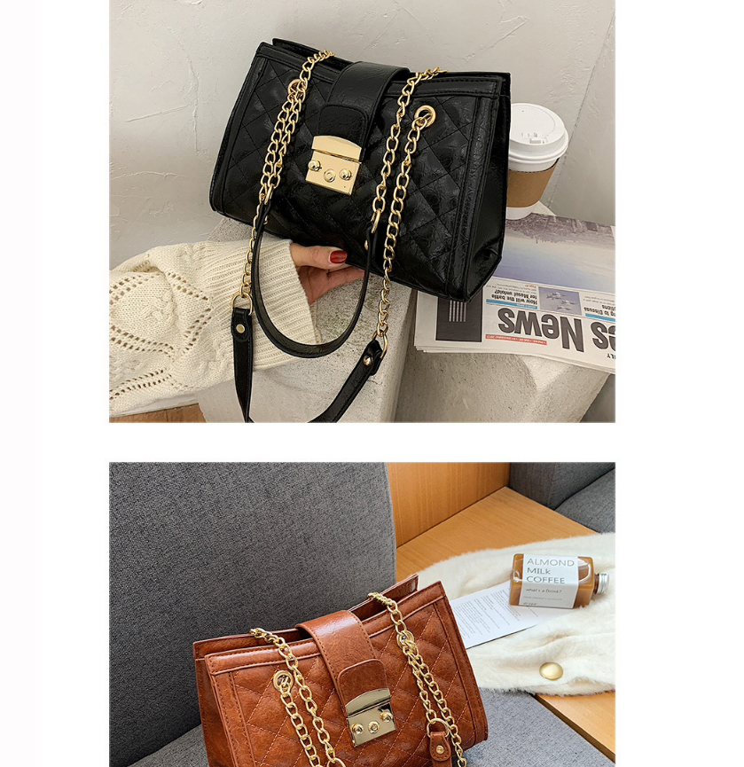 Fashion Coffee Color Large-capacity Chain Lock One-shoulder Messenger Bag,Handbags