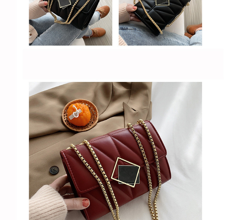 Fashion Red Wine Chain Diamond Shoulder Messenger Bag,Handbags