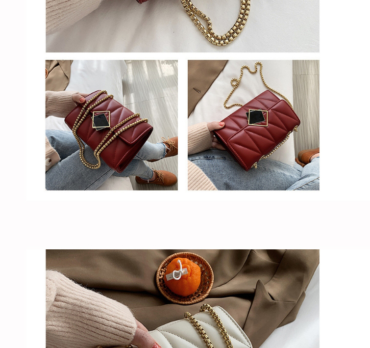 Fashion Red Wine Chain Diamond Shoulder Messenger Bag,Handbags