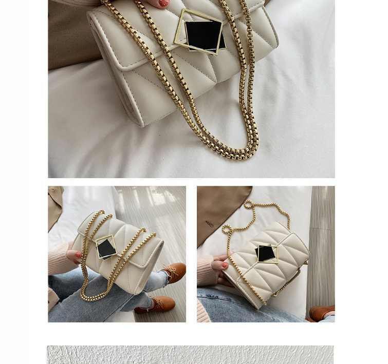Fashion White Chain Diamond Shoulder Messenger Bag,Handbags