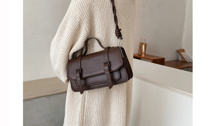 Fashion Khaki Woven Shoulder Strap Shoulder Messenger Bag,Shoulder bags