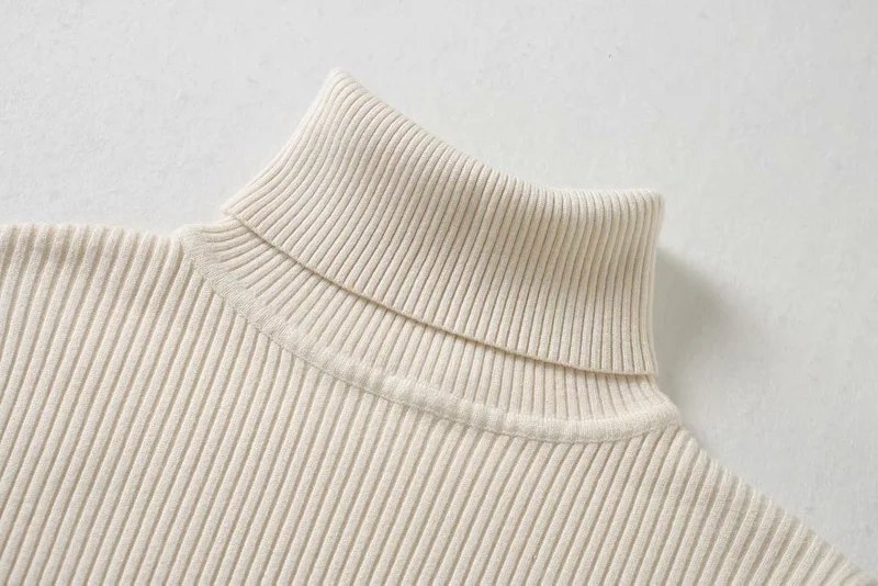 Fashion Beige Solid Color Turtleneck Slim-fit Sweater,Sweater