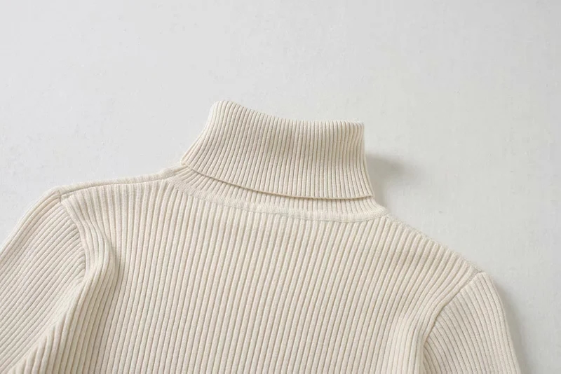 Fashion Blue Solid Color Turtleneck Slim-fit Sweater,Sweater