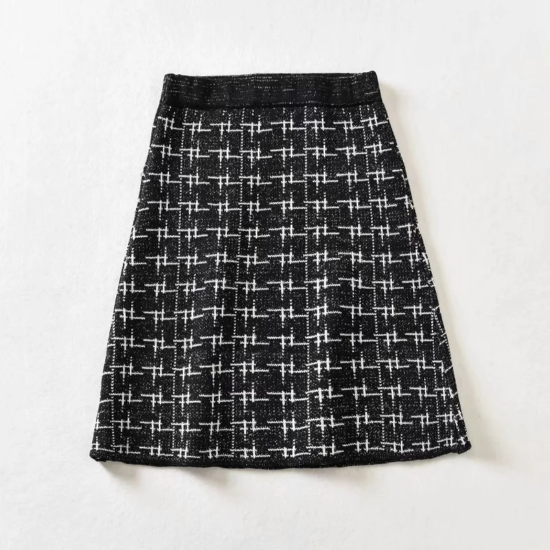 Fashion Black Pocket Panel Plaid Skirt,Skirts