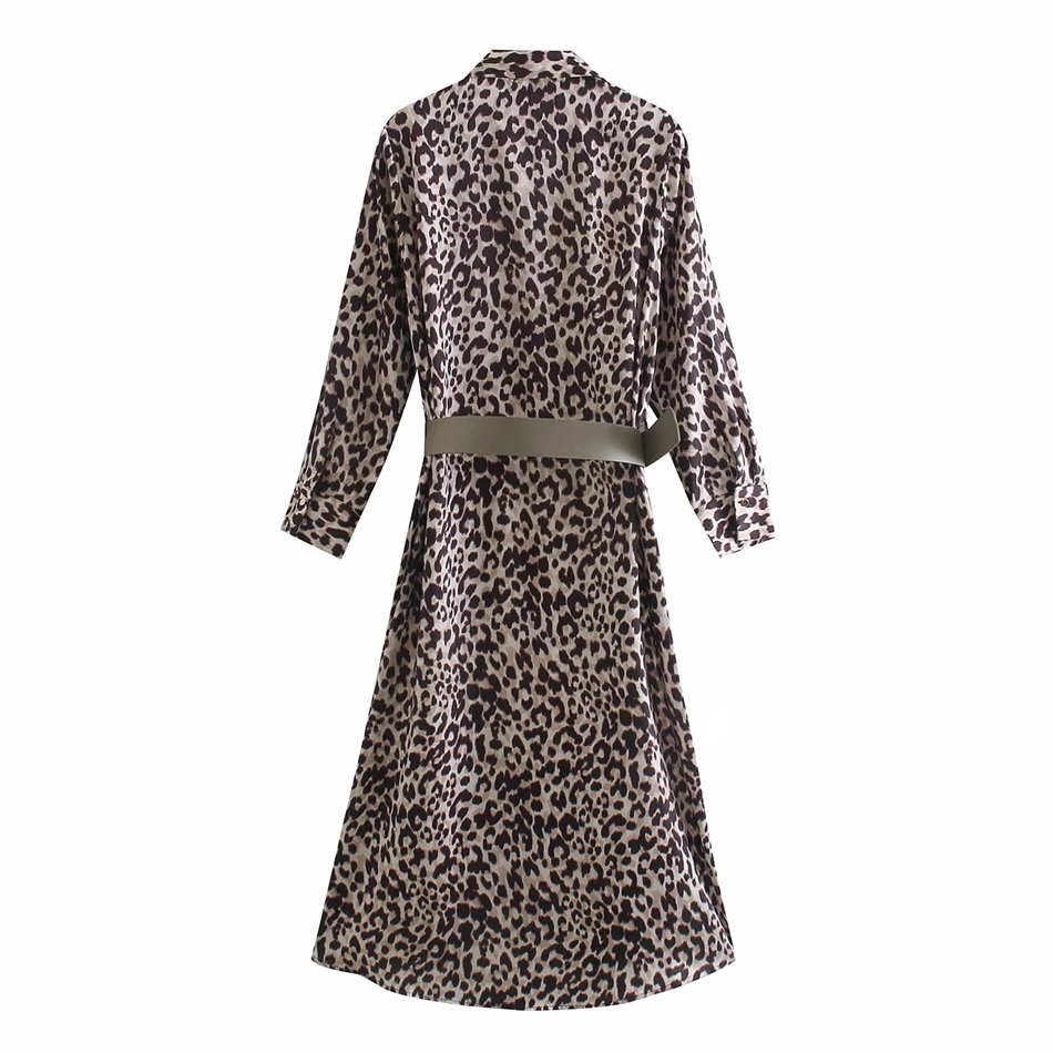 Fashion Leopard Animal Print Silk Satin Dress,Long Dress