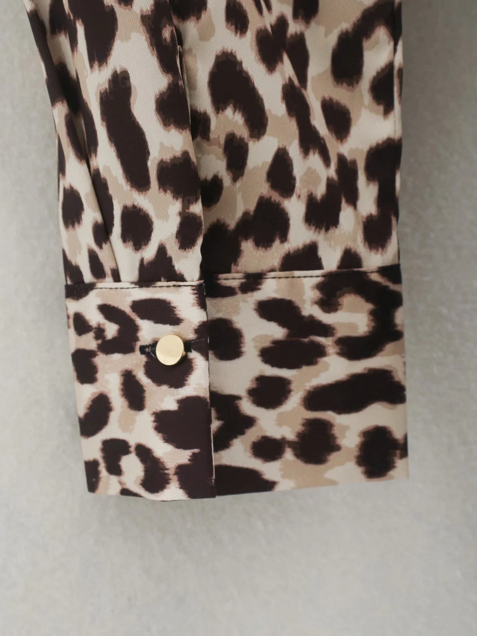 Fashion Leopard Animal Print Silk Satin Dress,Long Dress