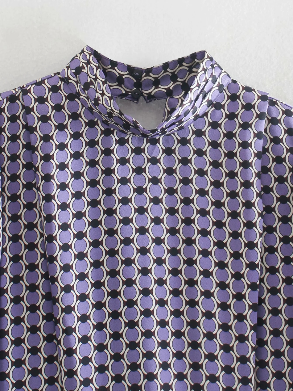 Fashion Purple Polka Dot Print Stitching Dress,Long Dress