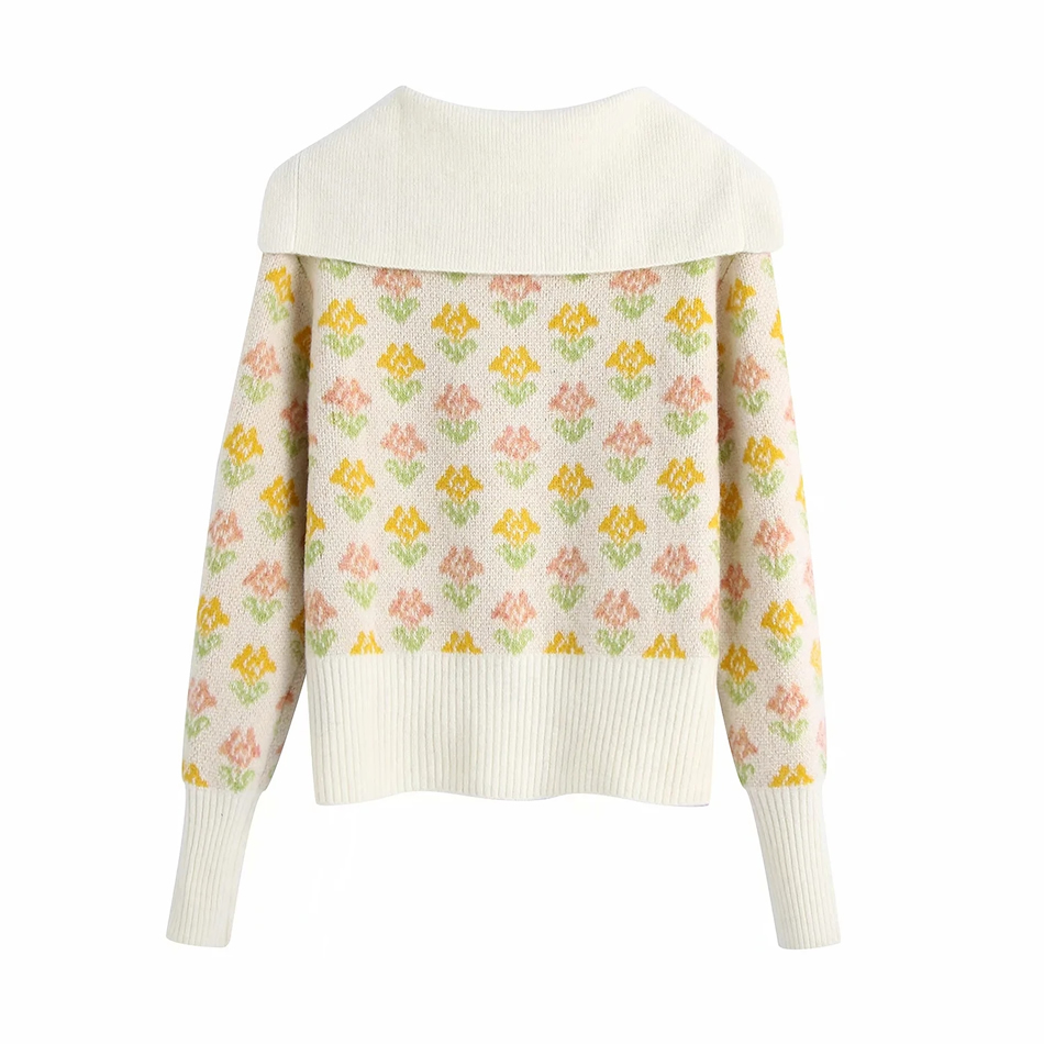Fashion Color Printed Contrast Wool Sweater,Sweater