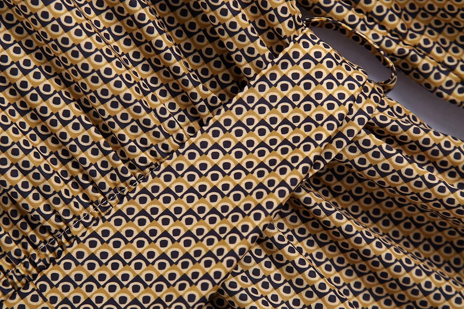 Fashion Brown Geometric Pattern Tie Print Dress,Long Dress