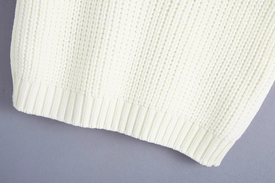 Fashion Creamy-white Cable Knit V-neck Sleeveless Pullover,Sweater