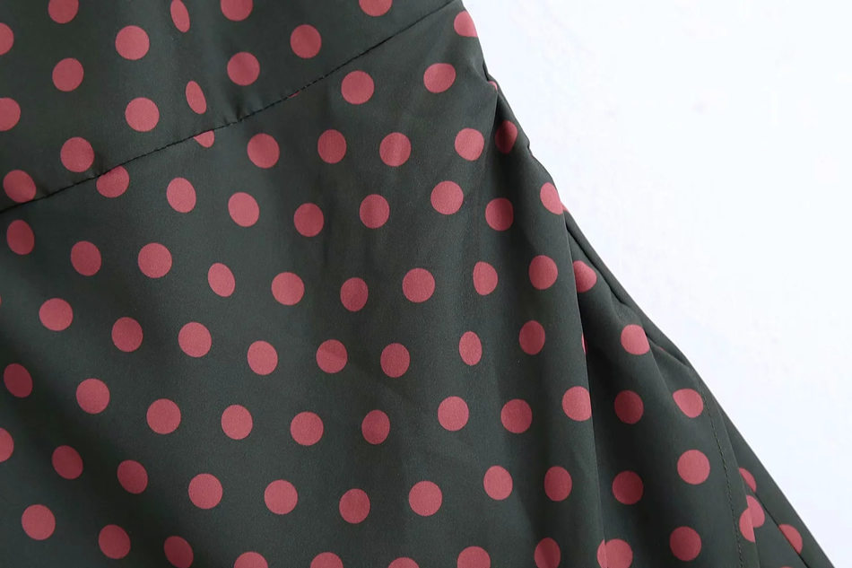 Fashion Color Polka Dot Print Sling Split Dress,Long Dress