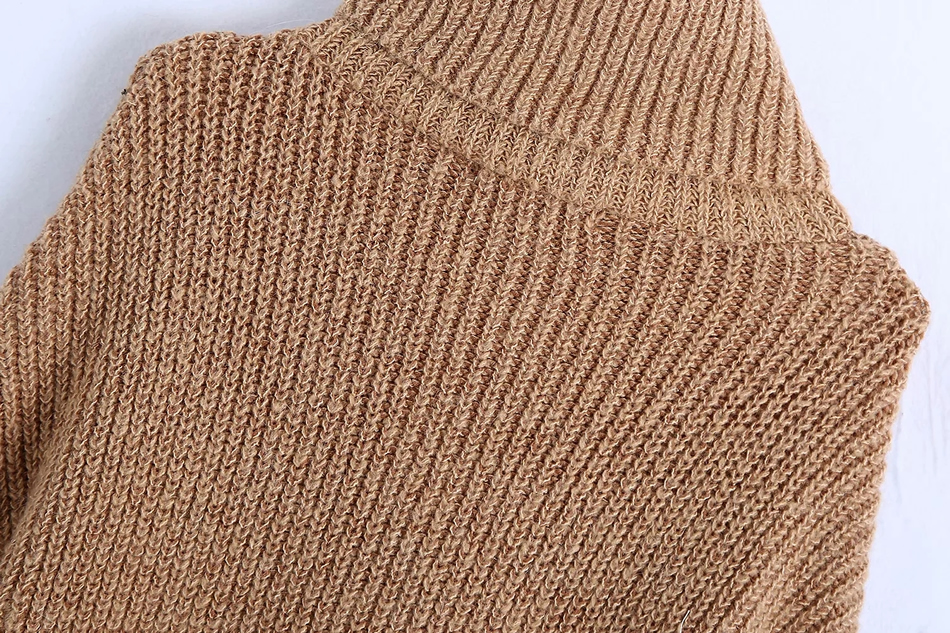 Fashion Camel Alpaca High Neck Blend Loose Knit Sweater,Sweater