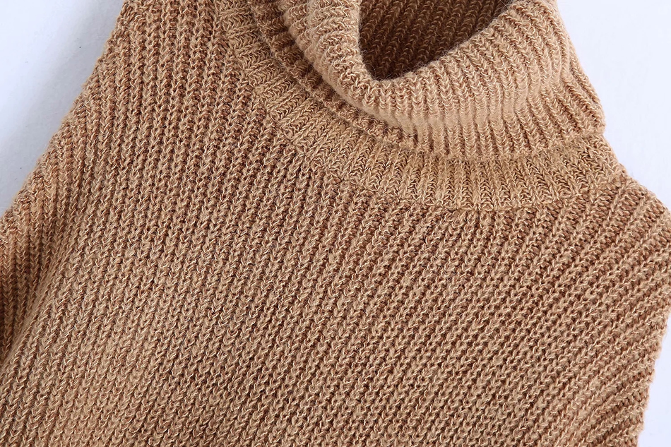 Fashion Beige Alpaca High Neck Blend Loose Knit Sweater,Sweater