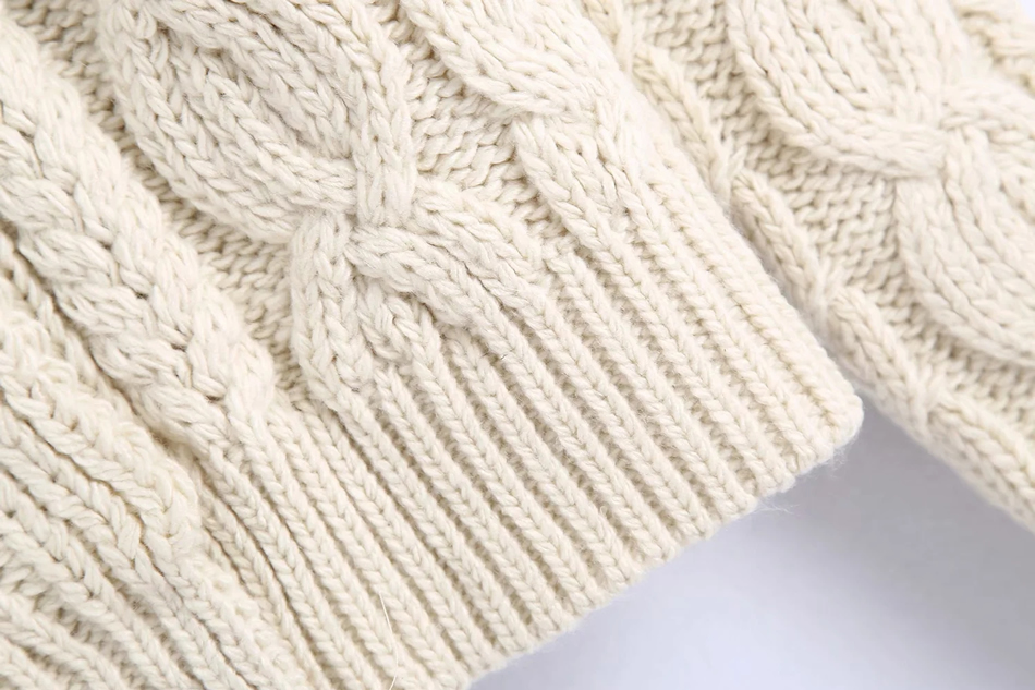 Fashion Creamy-white Faux Fur Stitching Twist Knit Jacket,Sweater