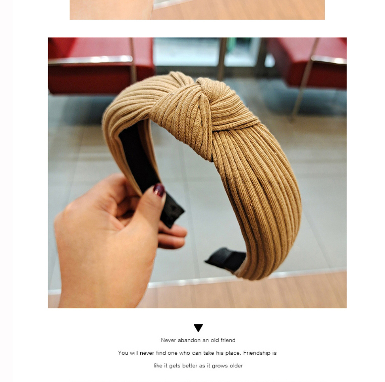 Fashion Ginger Pure Color Striped Knitted Headband With Knotted Yarn In The Middle,Head Band