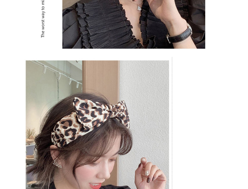 Fashion Armygreen Leopard-print Bow-knot Fabric Wide Brim Headband,Head Band