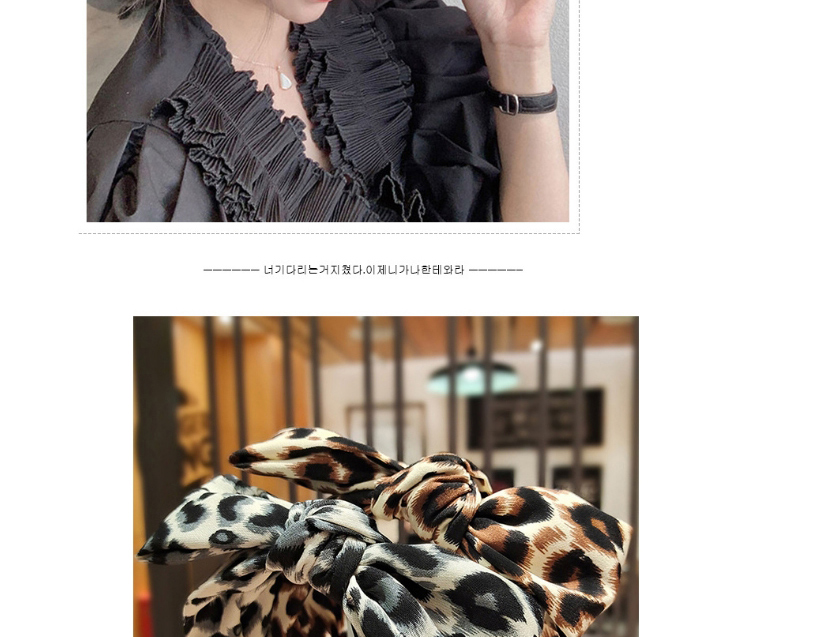 Fashion Light Grey Leopard-print Bow-knot Fabric Wide Brim Headband,Head Band