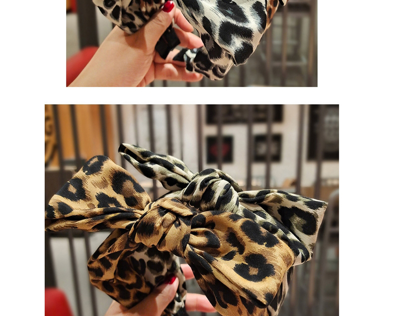 Fashion Light Yellow Leopard-print Bow-knot Fabric Wide Brim Headband,Head Band