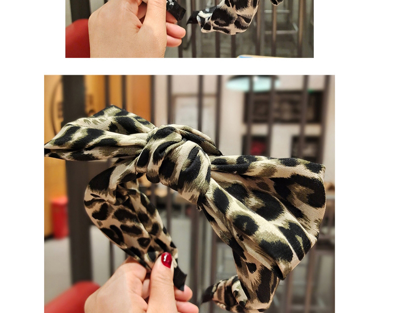 Fashion Brown Leopard-print Bow-knot Fabric Wide Brim Headband,Head Band